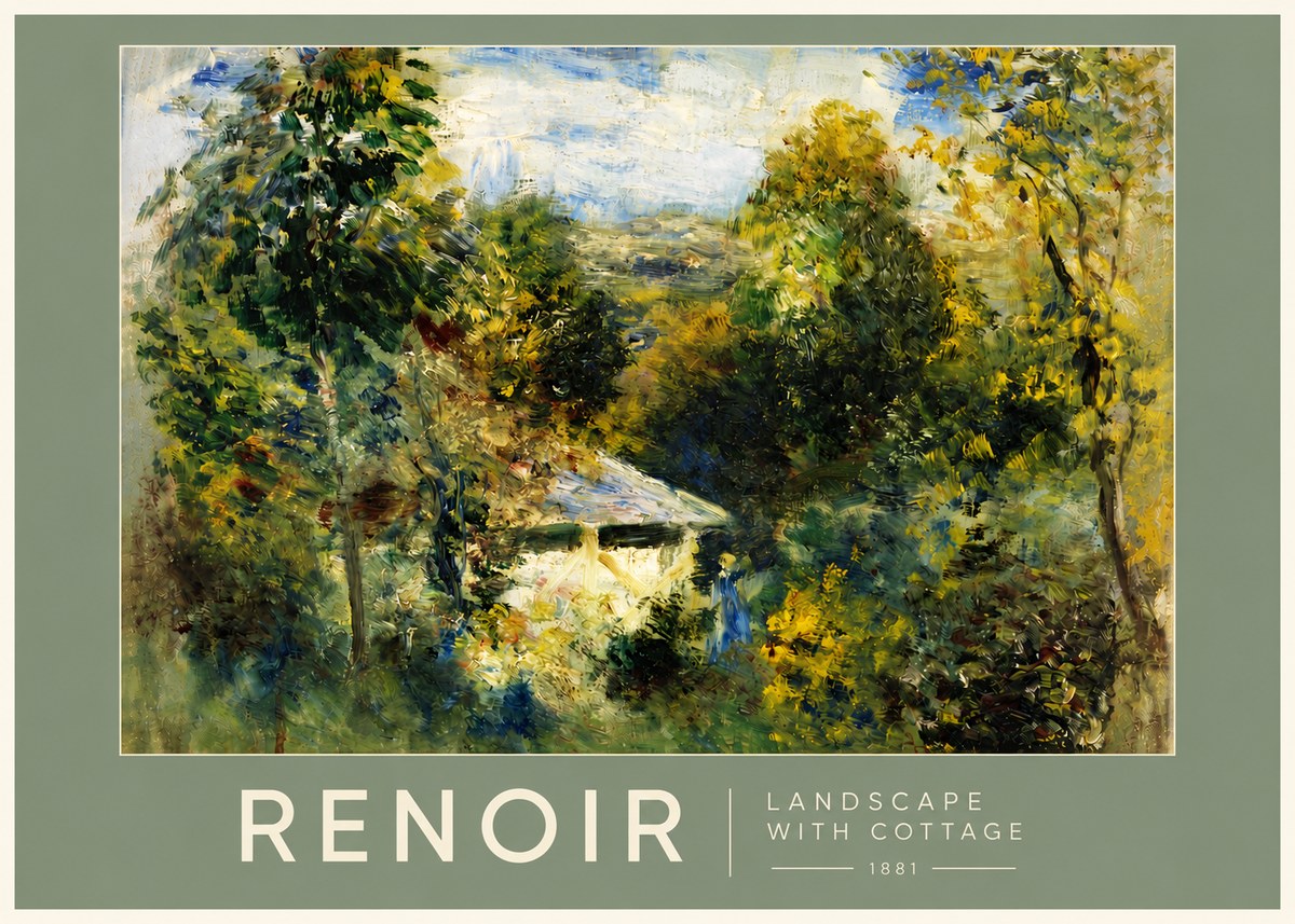 Renoir Landscape with a Cottage No5 - Poszter