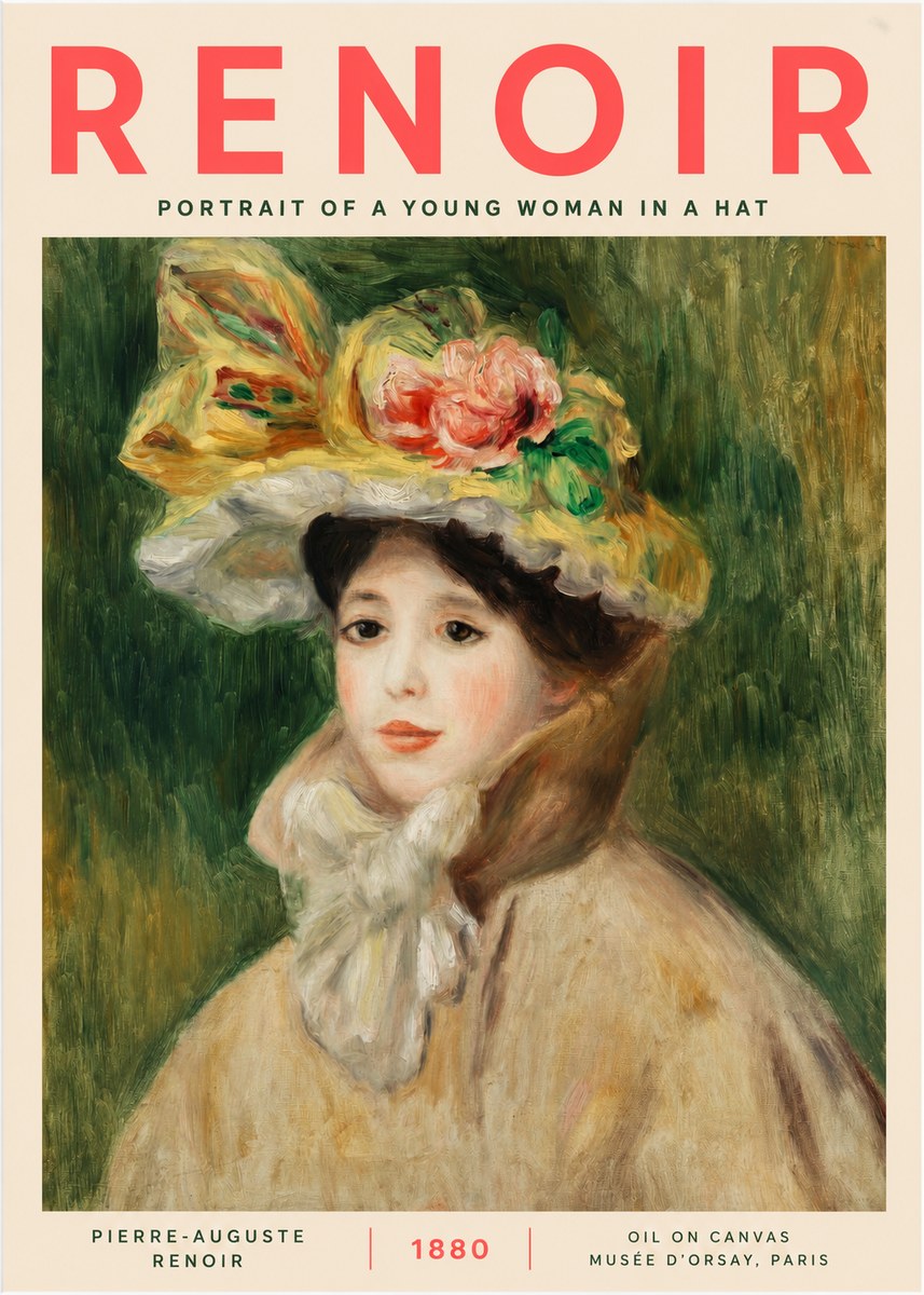 Renoir Portrait of a Young Woman in a Hat No2 - Poszter