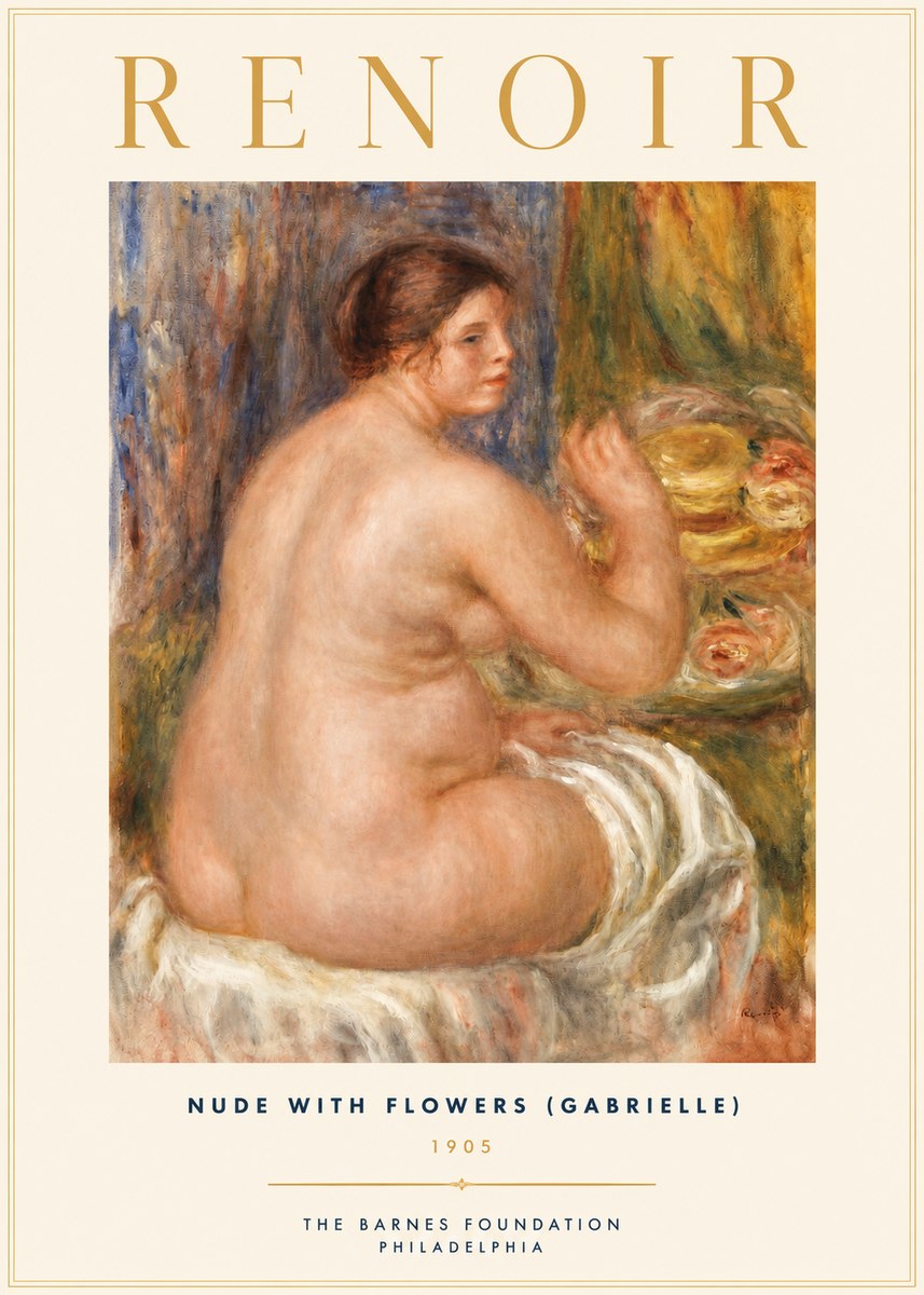 Renoir Seated Nude with Flowers (Also Known as the Large Bather) No2 - Poszter