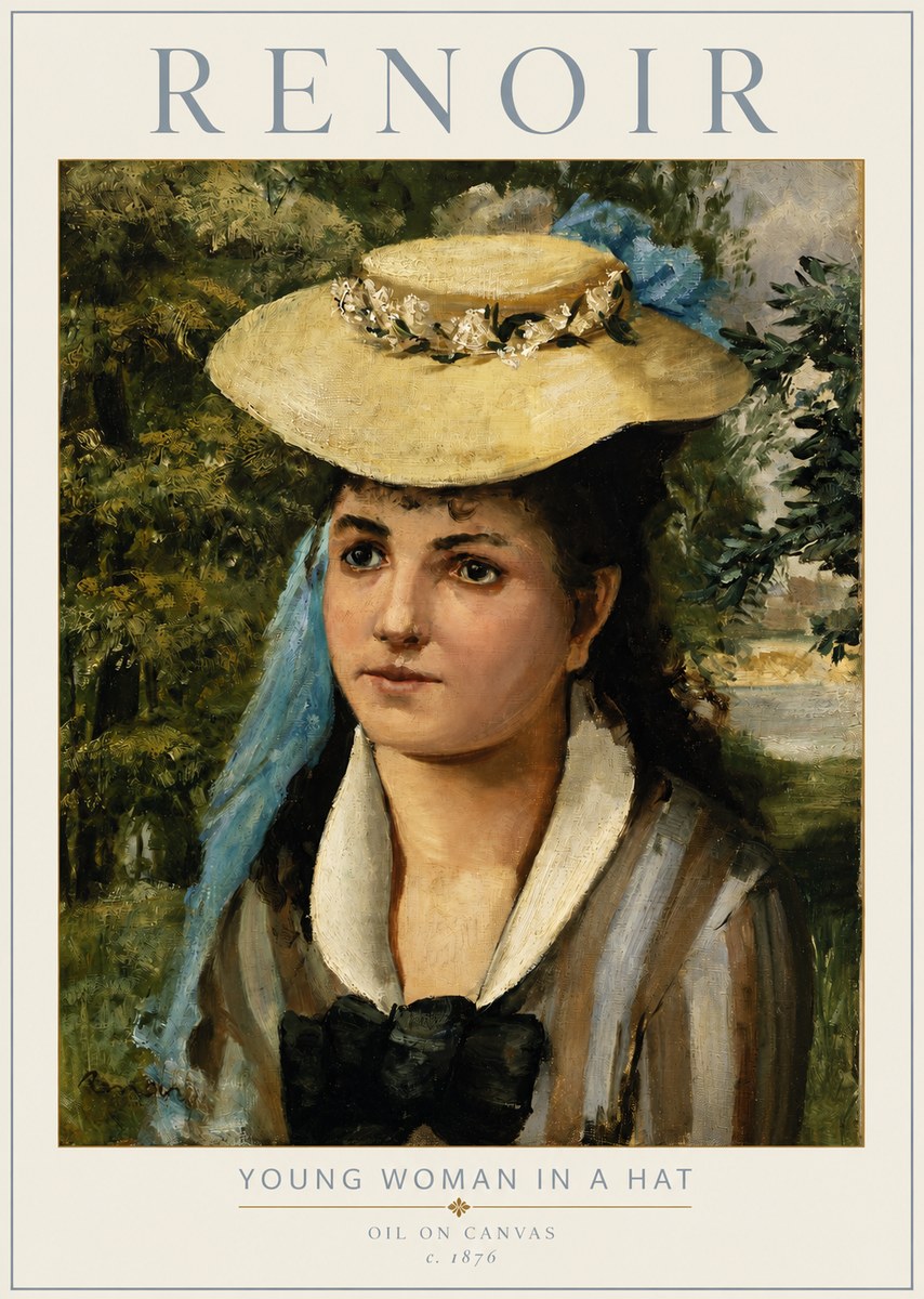 Renoir Young Woman in a Hat No3 - Poszter