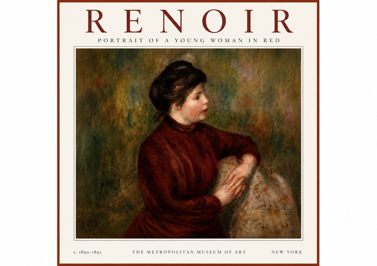 Renoir Young Woman in Red No4 - Poszter