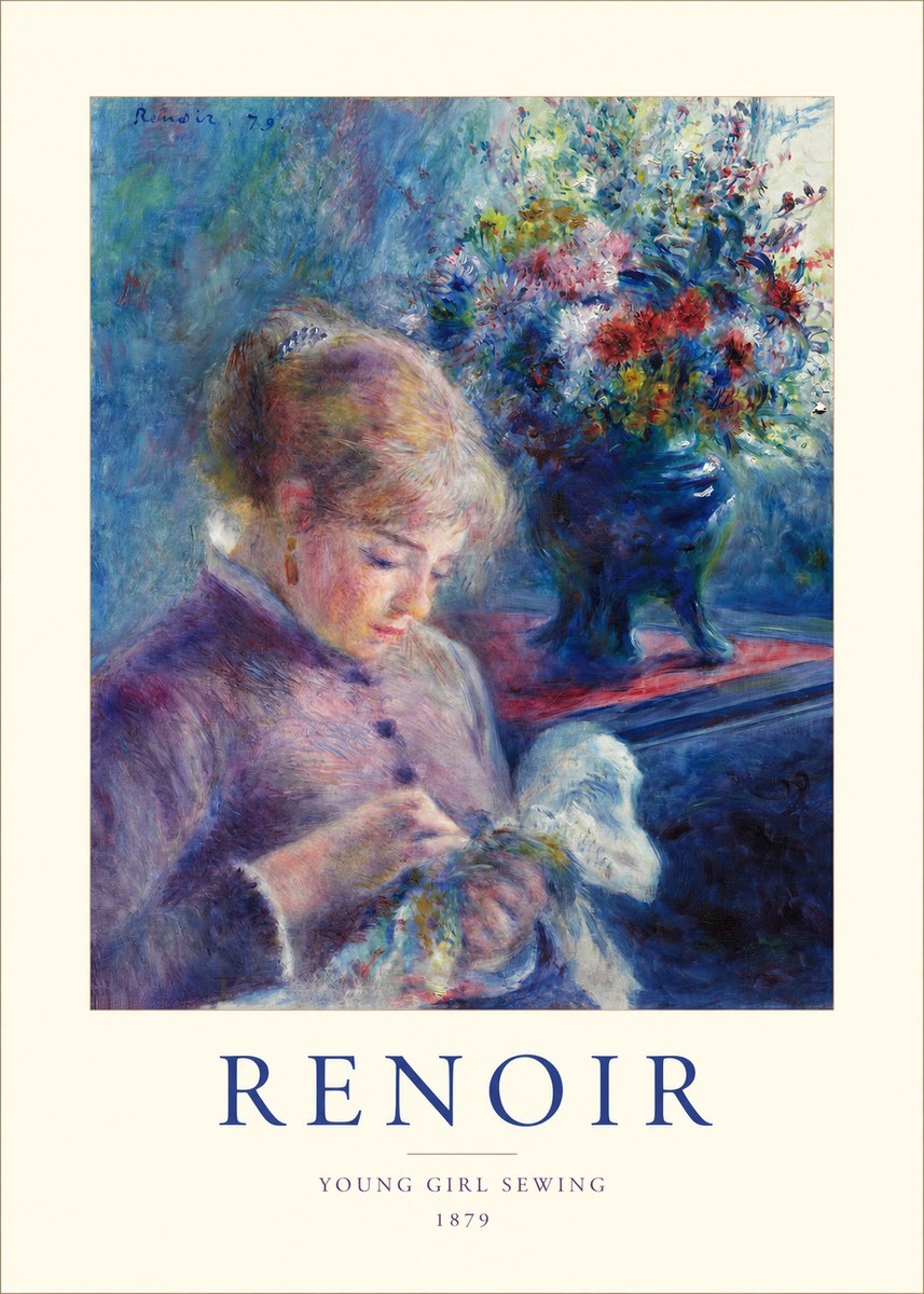 Renoir Young Girl Sewing No1 - Poszter