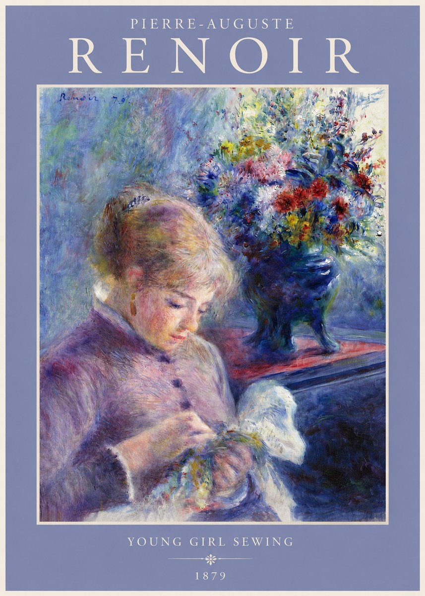 Renoir Young Girl Sewing No2 - Poszter