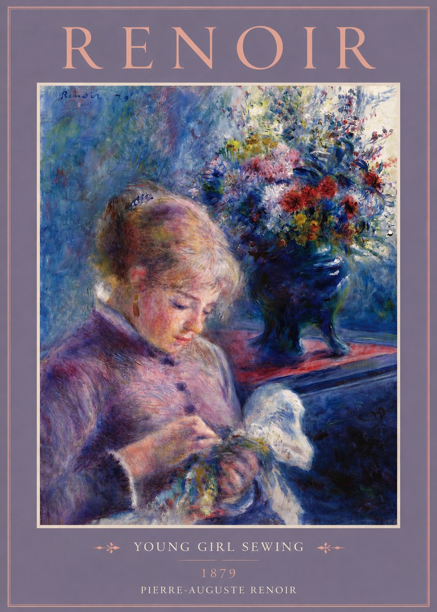 Renoir Young Girl Sewing No4 - Poszter