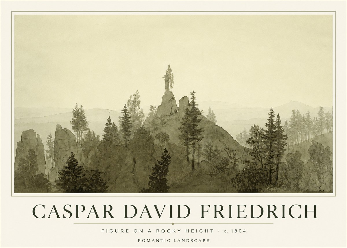 Caspar David Friedrich Figure on a Rocky Height No3 - Poszter