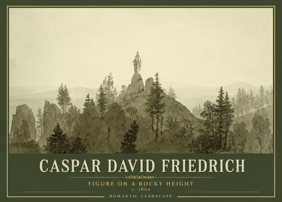 Caspar David Friedrich Figure on a Rocky Height No4 - Poszter