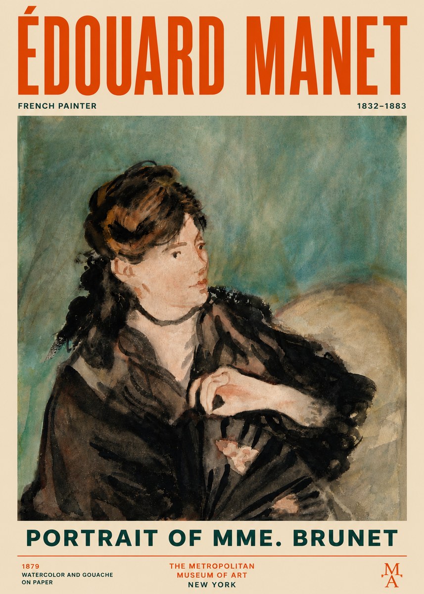 Édouard Manet Portrait of Mme. Brunet No5 - Poszter