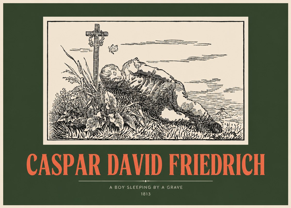 Caspar David Friedrich A Boy Sleeping by a Grave No2 - Poszter