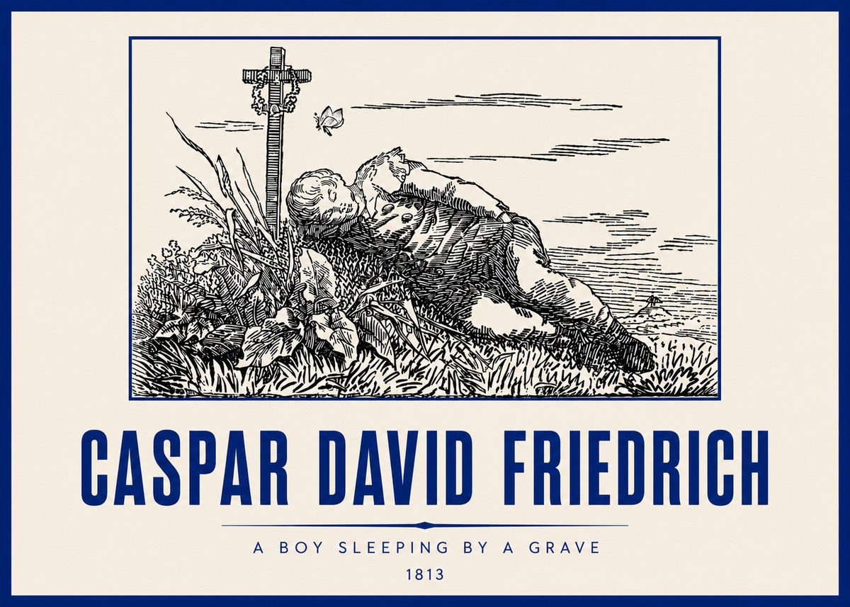 Caspar David Friedrich A Boy Sleeping by a Grave No6 - Poszter