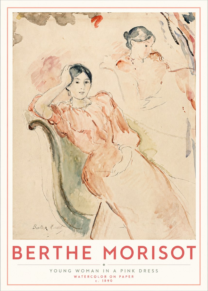 Berthe Morisot Young Woman in a Pink Dress II No3 - Poszter