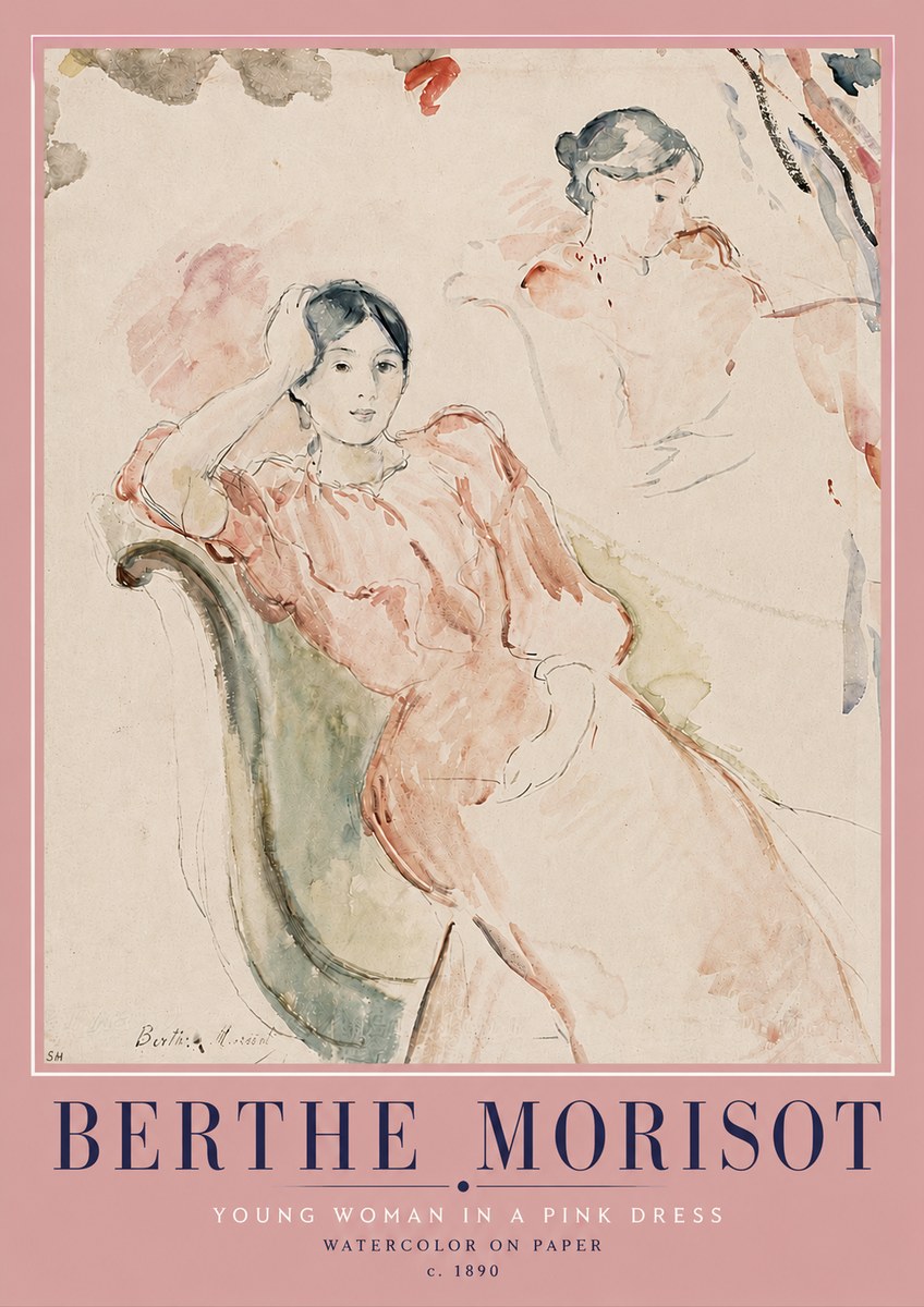 Berthe Morisot Young Woman in a Pink Dress II No4 - Poszter