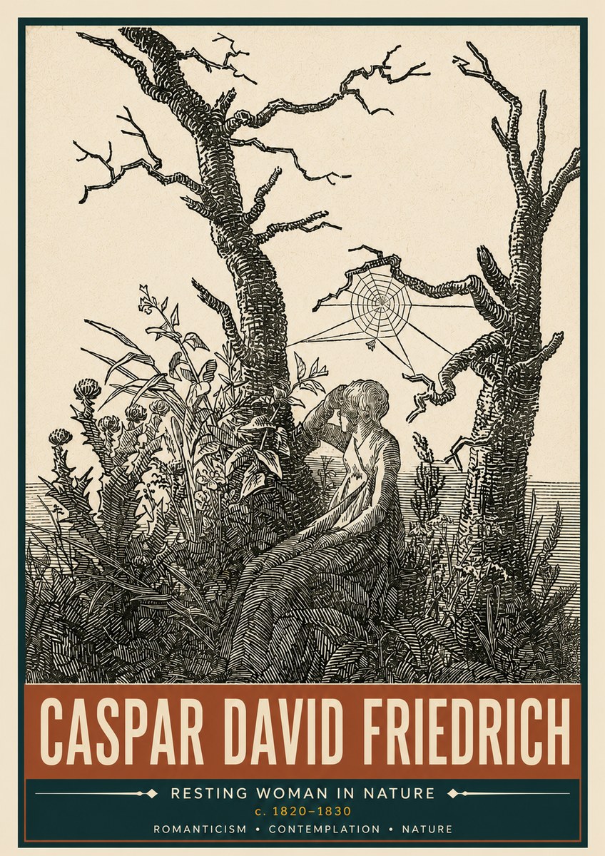 Caspar David Friedrich Resting Woman in Nature No5 - Poszter
