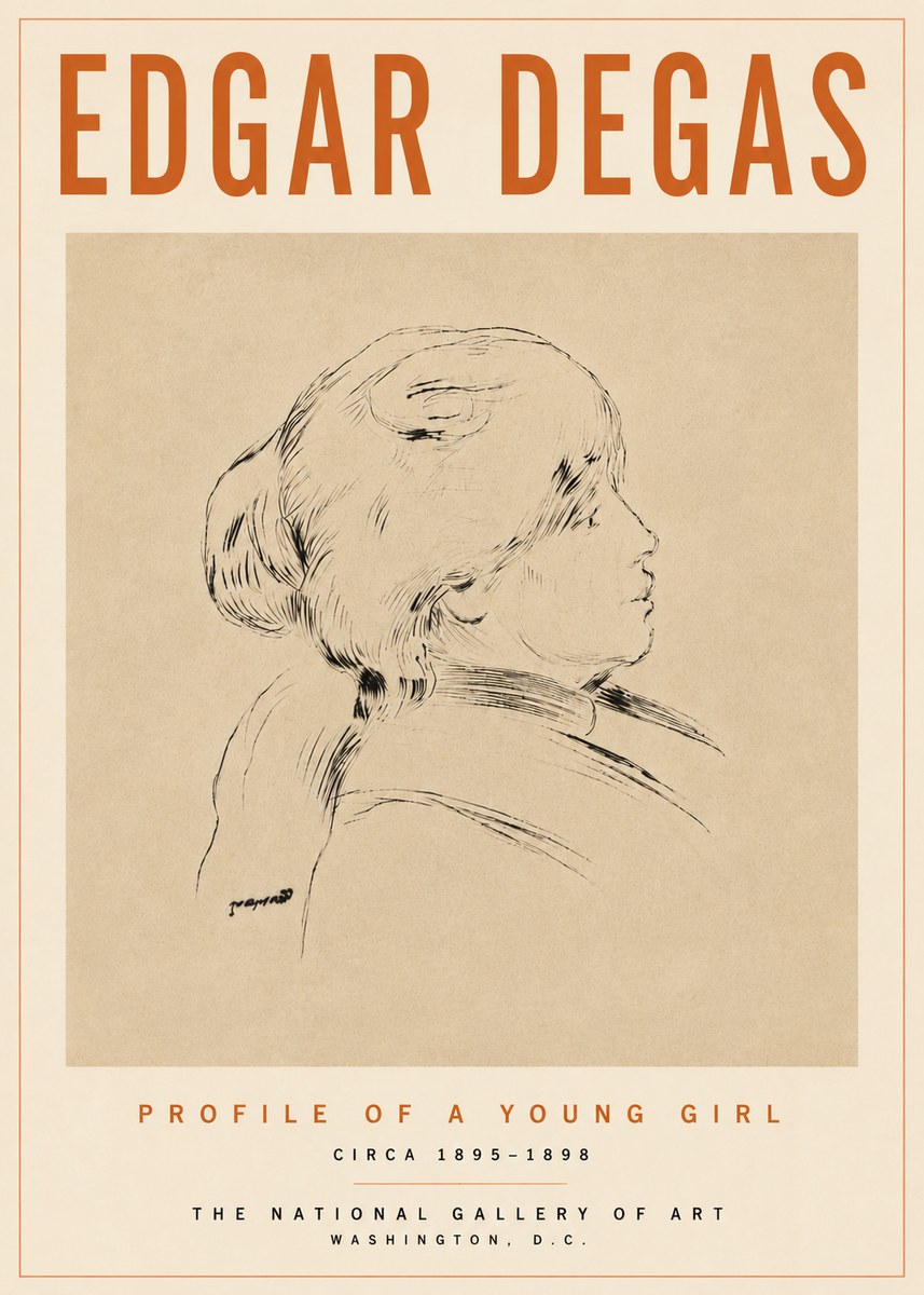 Edgar Degas Profile of a Young Girl No5 - Poszter