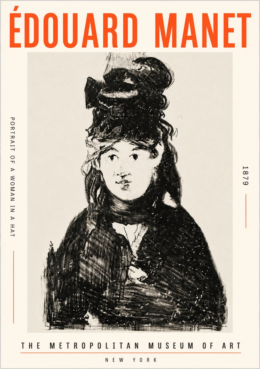 Édouard Manet Portrait of a Woman in a Hat No5 - Poszter
