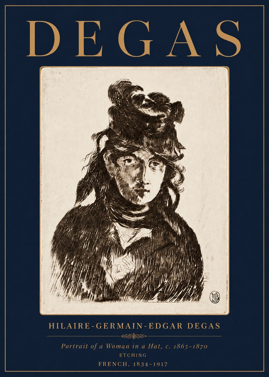 Edgar Degas Portrait of a Woman in a Hat No6 - Poszter