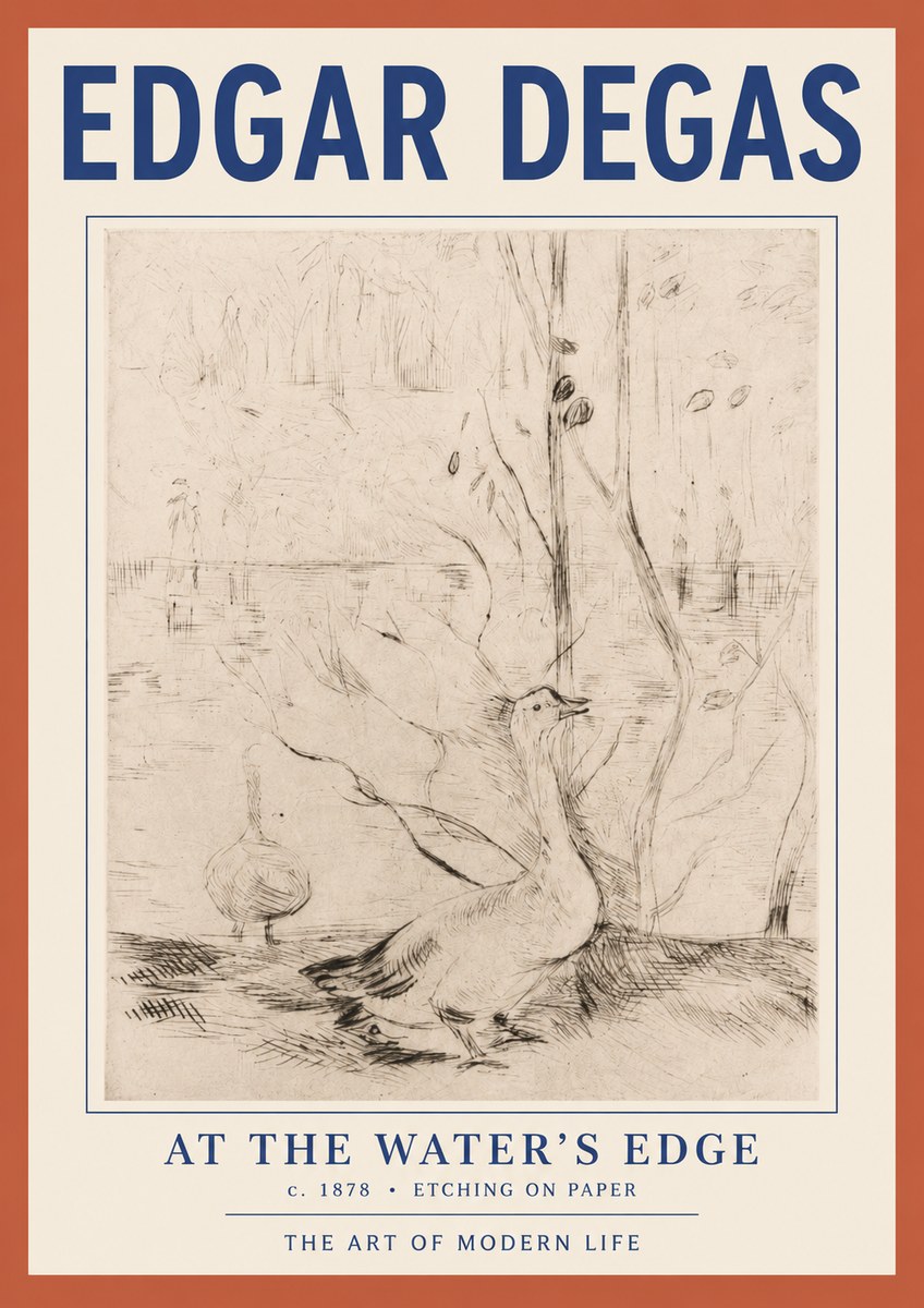 Edgar Degas At the Water's Edge No2 - Poszter