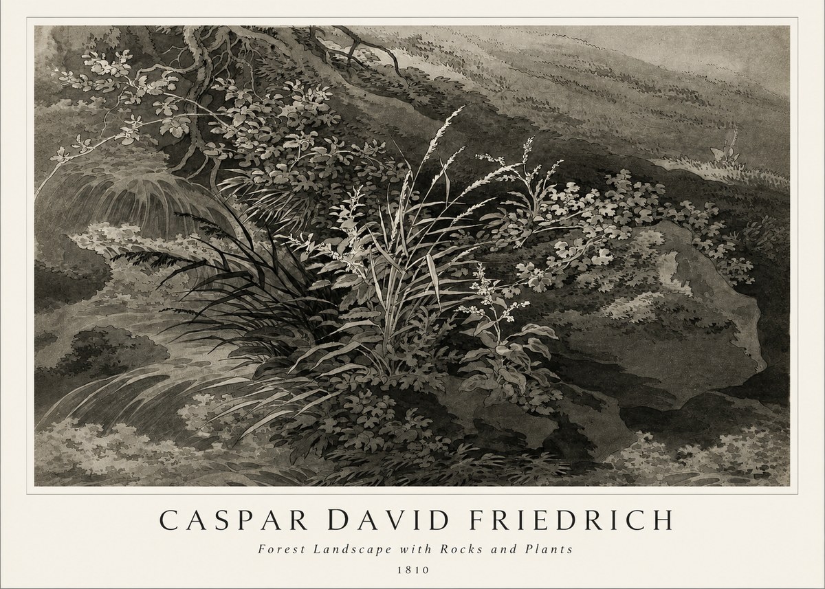 Caspar David Friedrich Forest Landscape with Rocks and Plants No1 - Poszter