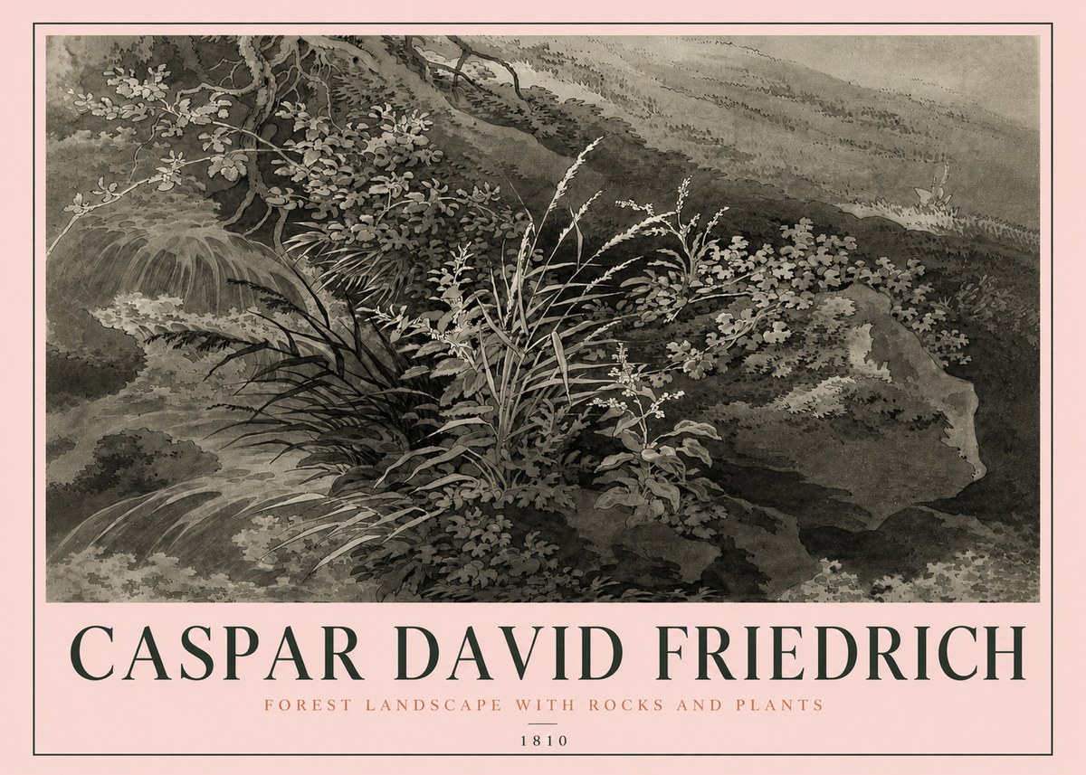 Caspar David Friedrich Forest Landscape with Rocks and Plants No4 - Poszter