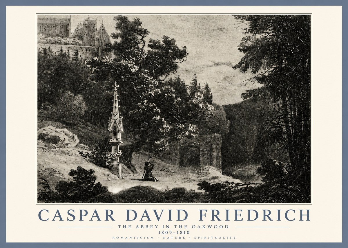 Caspar David Friedrich The Abbey in the Oakwood No3 - Poszter