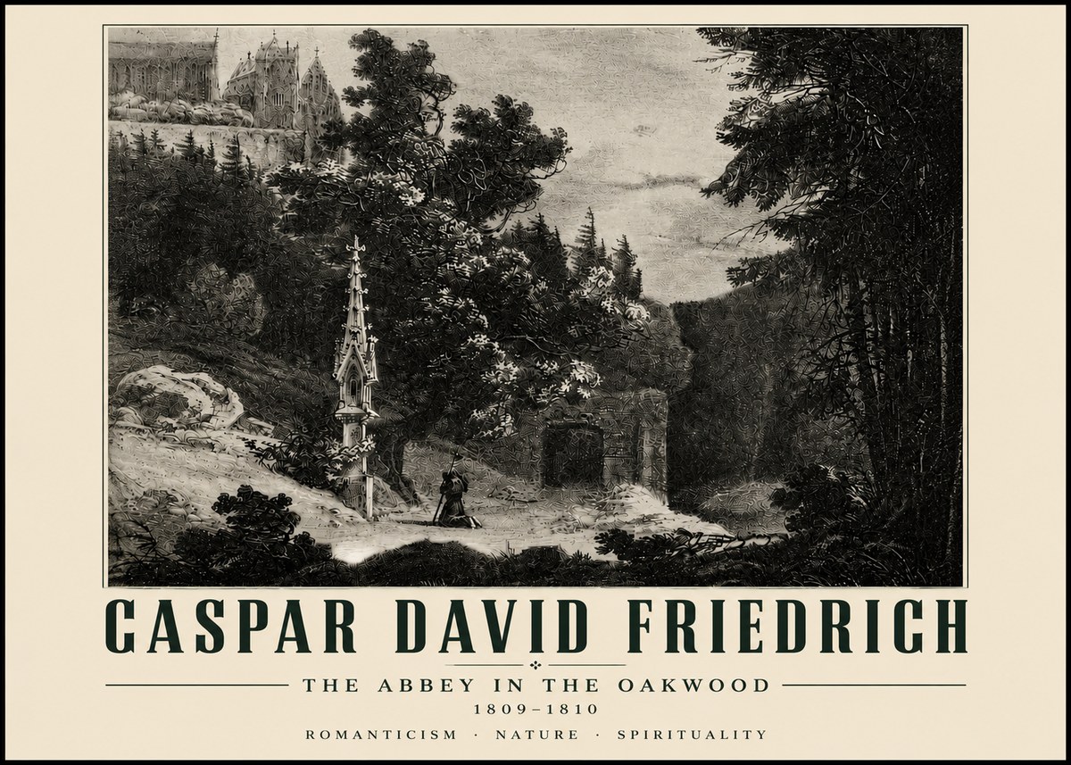 Caspar David Friedrich The Abbey in the Oakwood No4 - Poszter