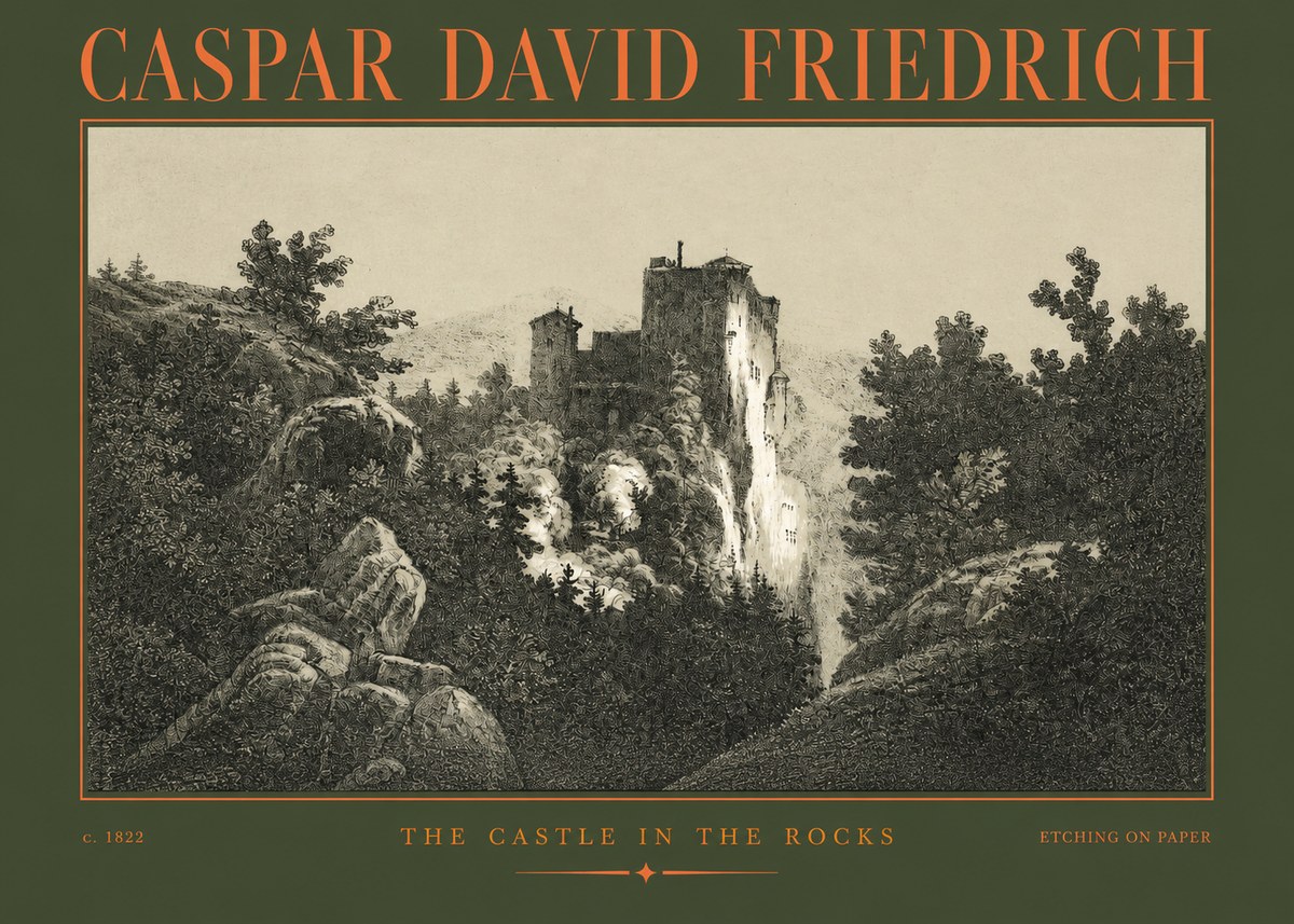 Caspar David Friedrich The Castle in the Rocks No2 - Poszter