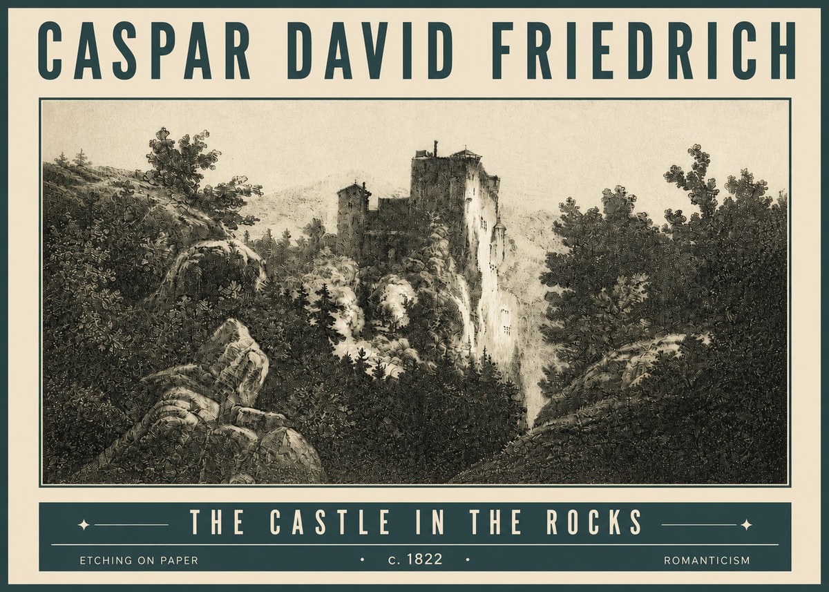 Caspar David Friedrich The Castle in the Rocks No4 - Poszter