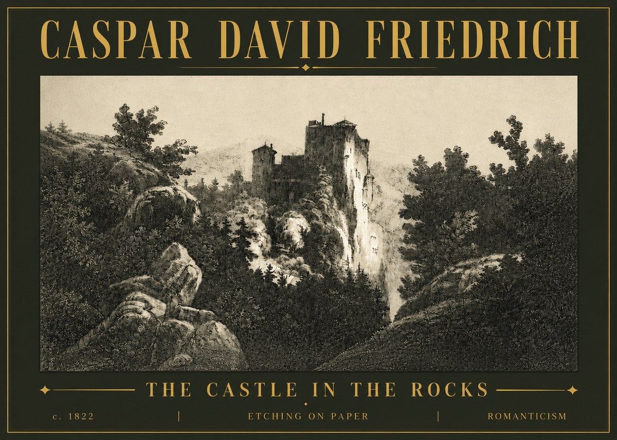 Caspar David Friedrich The Castle in the Rocks No5 - Poszter