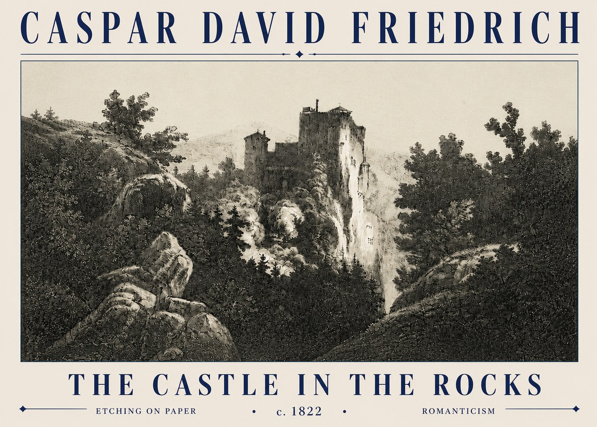 Caspar David Friedrich The Castle in the Rocks No6 - Poszter
