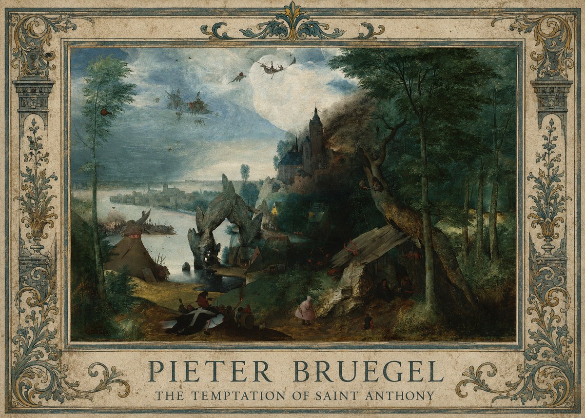 Pieter Bruegel The Temptation of Saint Anthony No1 - Poszter