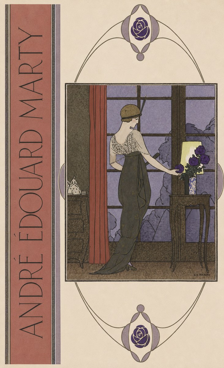 André Édouard Marty Lady at the Window with Roses No2 - Poszter