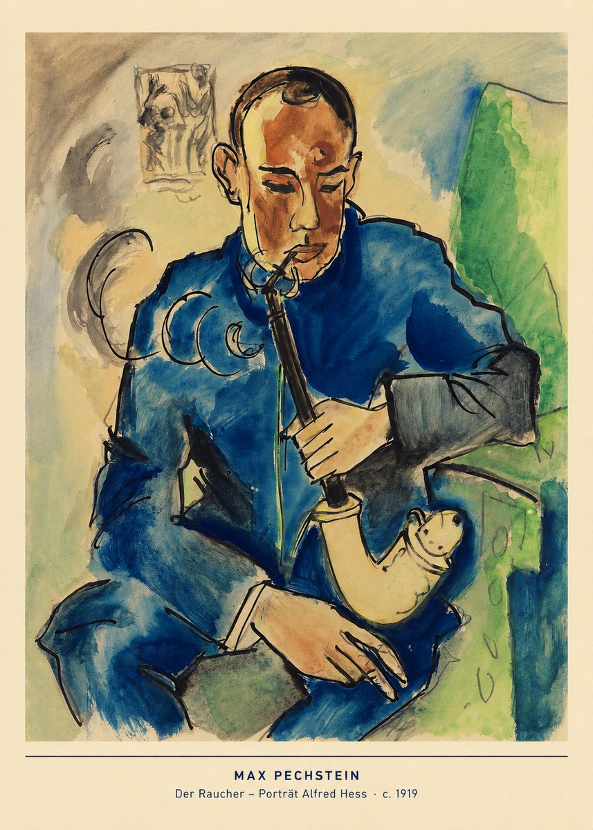 Max Pechstein Der Raucher – Porträt Alfred Hess No5 - Poszter