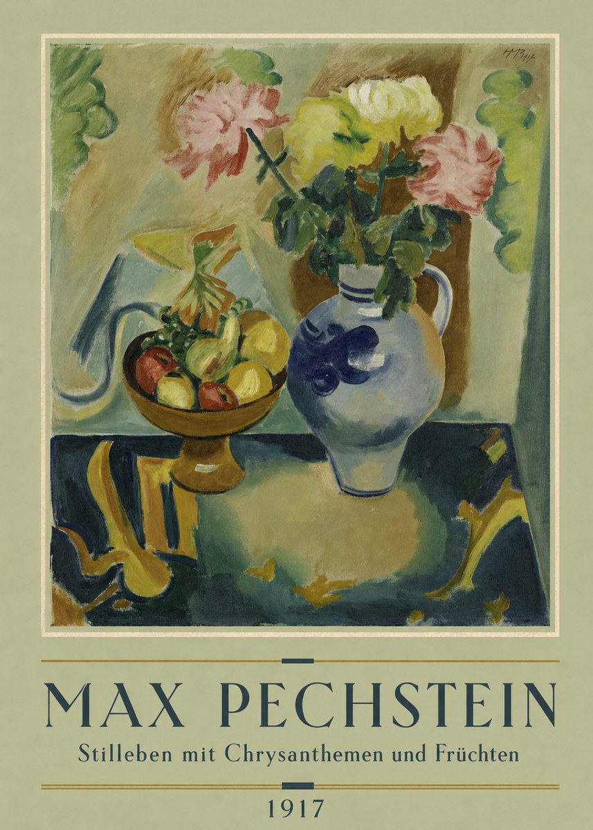 Max Pechstein Stilleben Mit Chrysanthemen Und Früchten No2 - Poszter