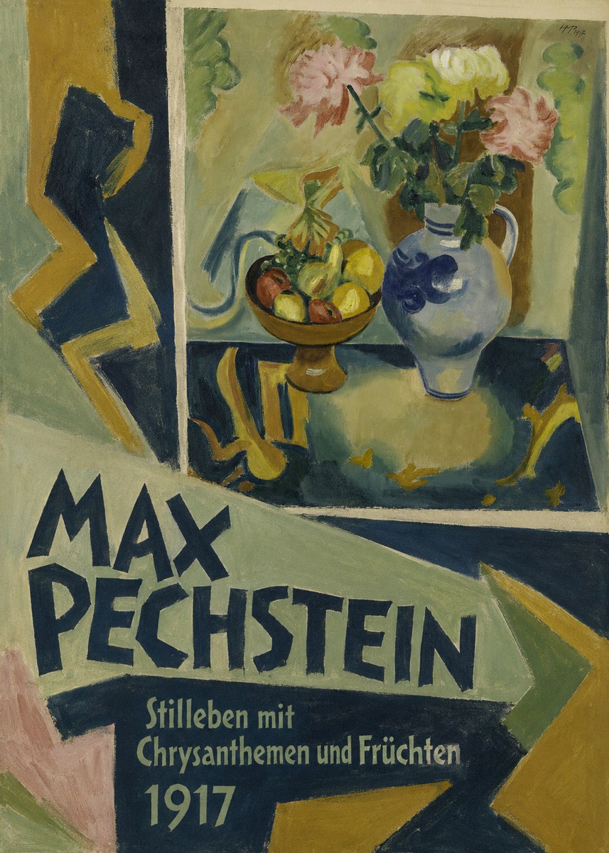 Max Pechstein Stilleben Mit Chrysanthemen Und Früchten No3 - Poszter