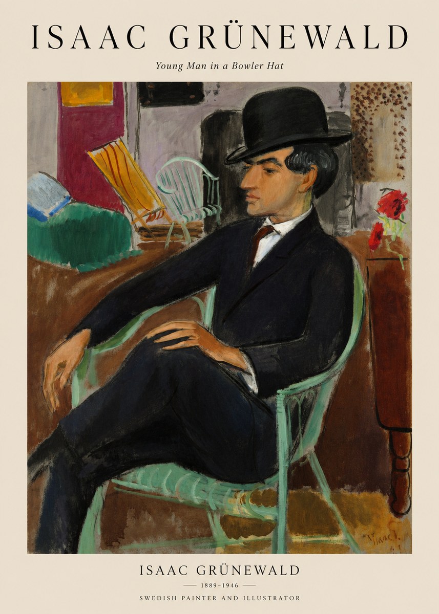 Isaac Grünewald Young Man in a Bowler Hat No1 - Poszter