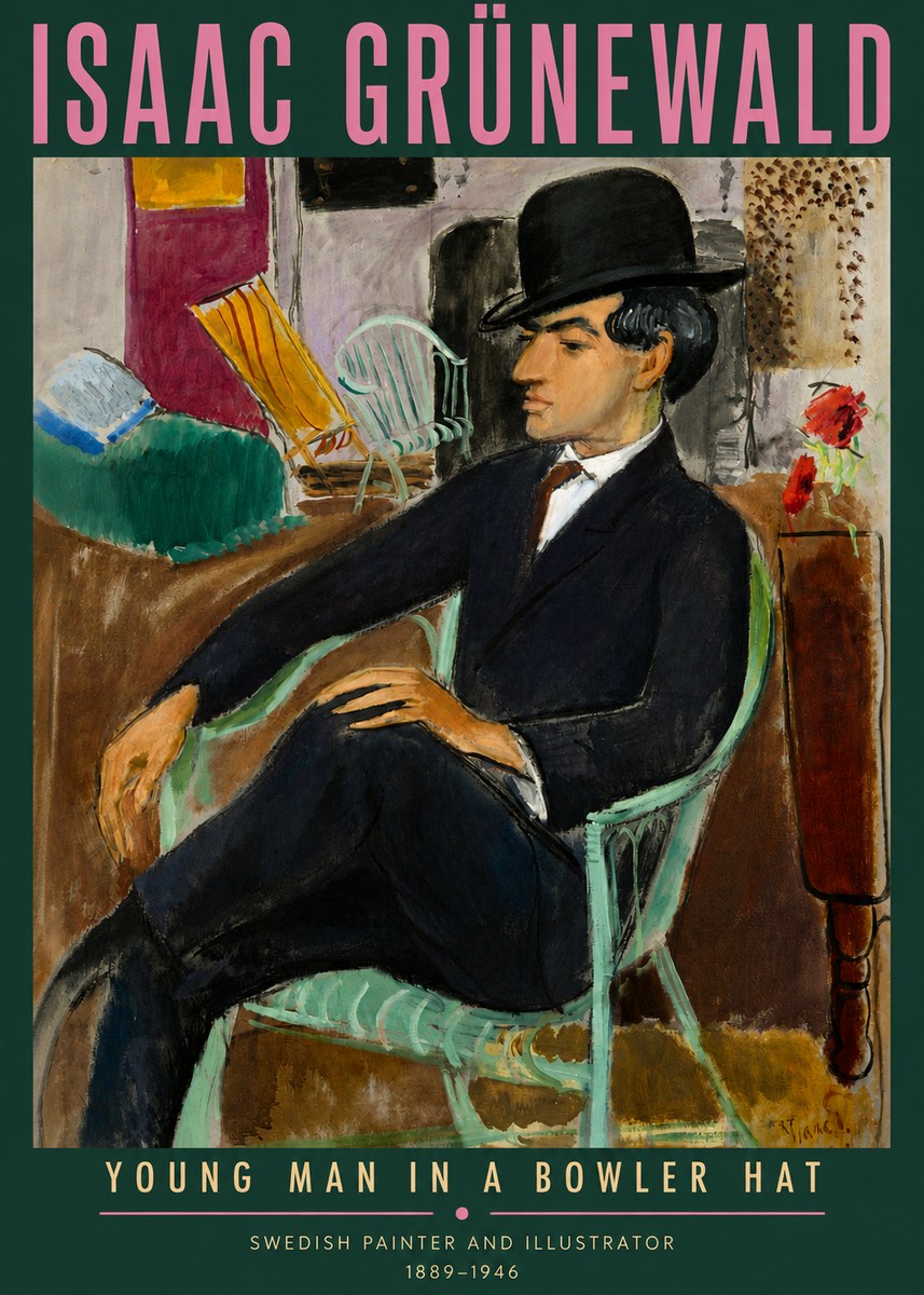 Isaac Grünewald Young Man in a Bowler Hat No3 - Poszter