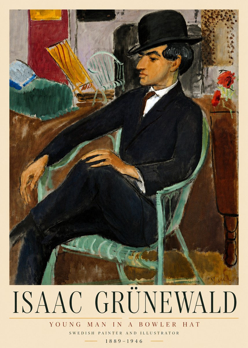 Isaac Grünewald Young Man in a Bowler Hat No4 - Poszter