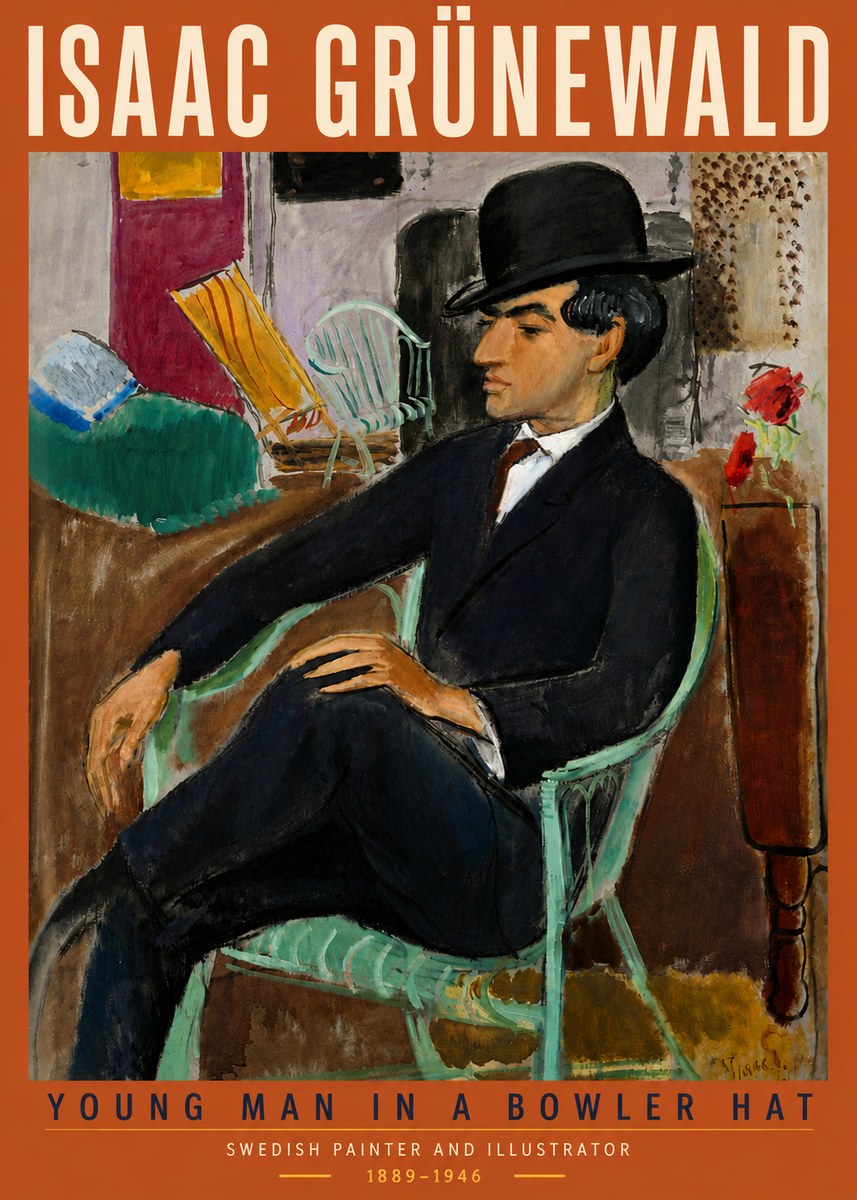 Isaac Grünewald Young Man in a Bowler Hat No5 - Poszter