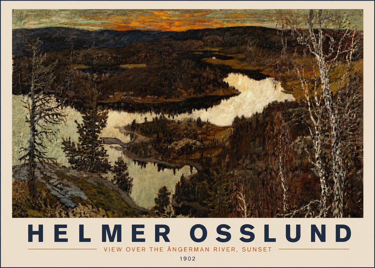 Helmer Osslund View over the Angerman River, Sunset No3 - Poszter