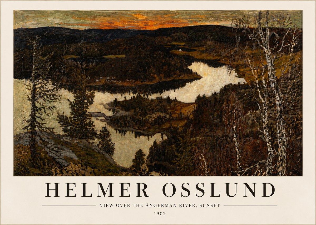 Helmer Osslund View over the Angerman River, Sunset No6 - Poszter