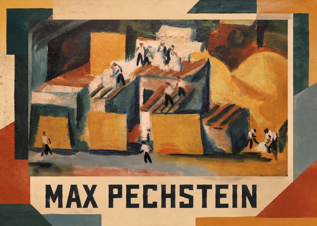 Max Pechstein Workers on Rooftops No1 - Poszter