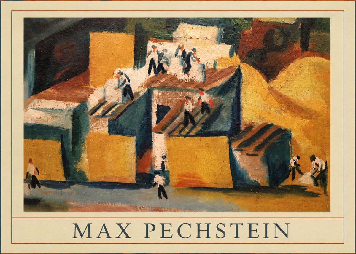Max Pechstein Workers on Rooftops No5 - Poszter
