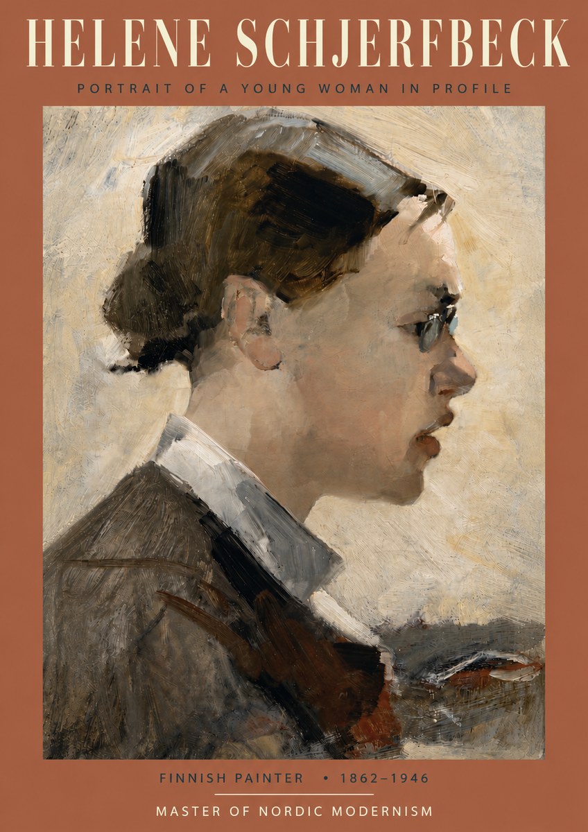 Helene Schjerfbeck Portrait of a Young Woman in Profile No5 - Poszter