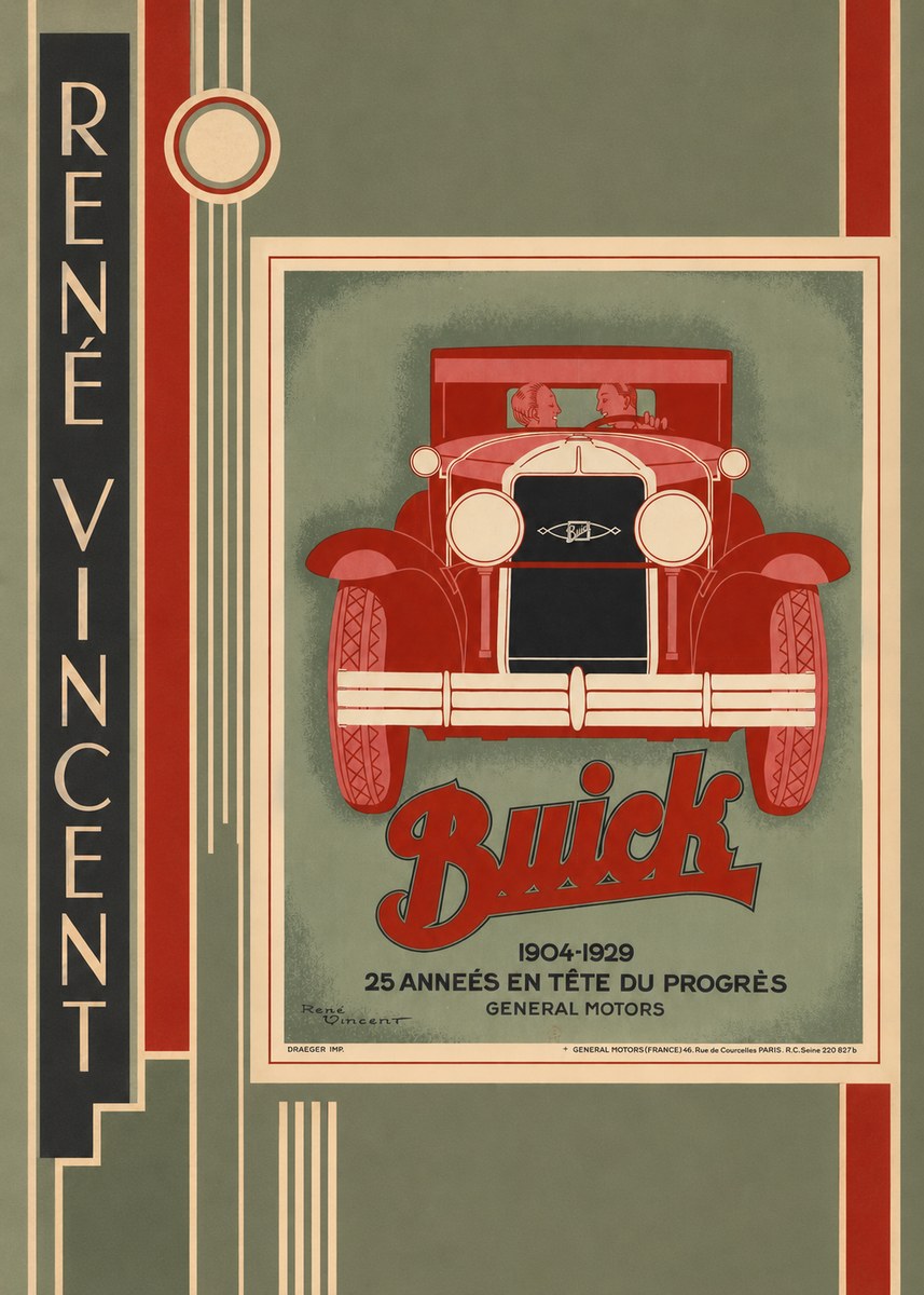 René Vincent Buick - 25 Années En Tête Du Progrès No3 - Poszter
