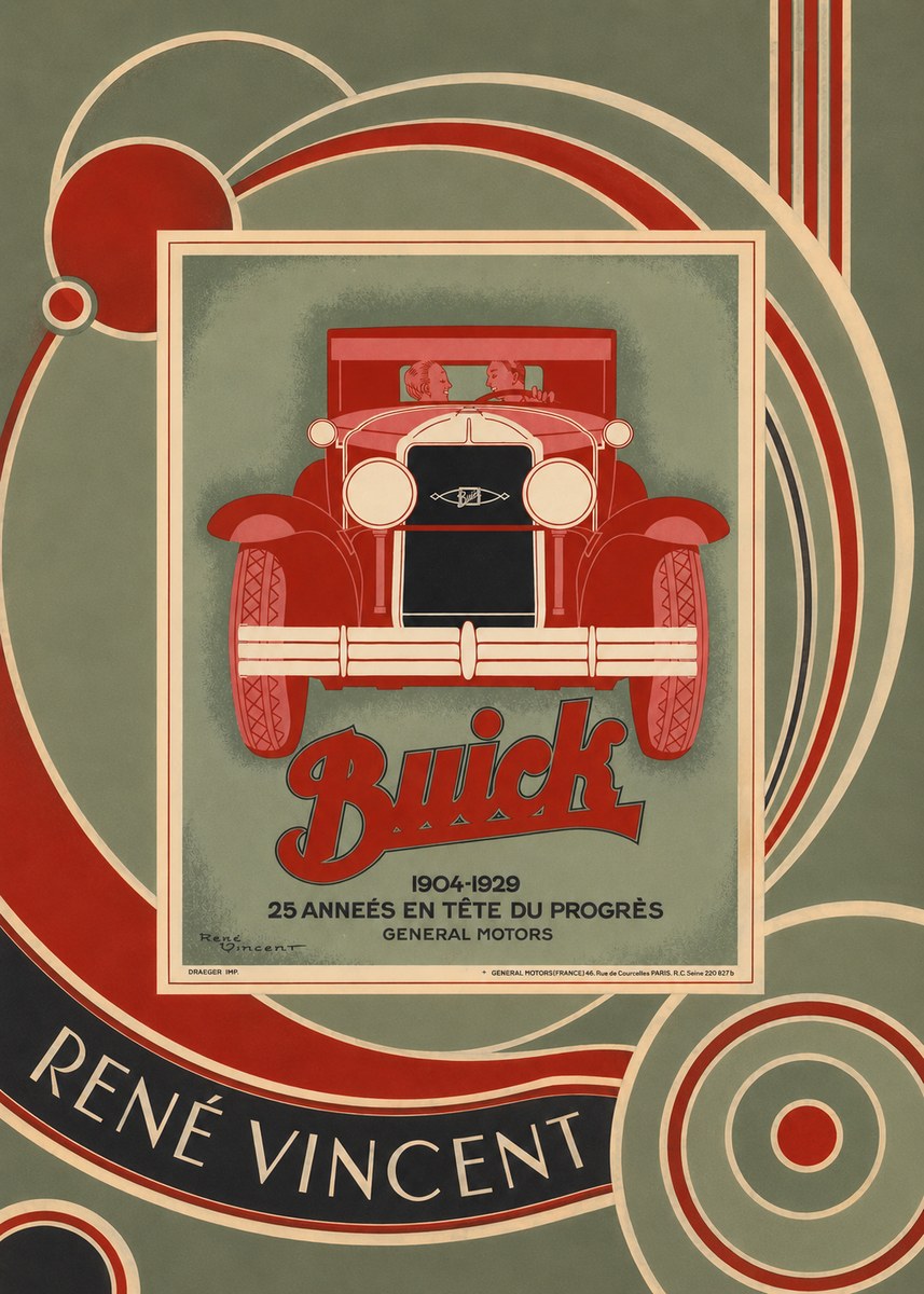 René Vincent Buick - 25 Années En Tête Du Progrès No5 - Poszter