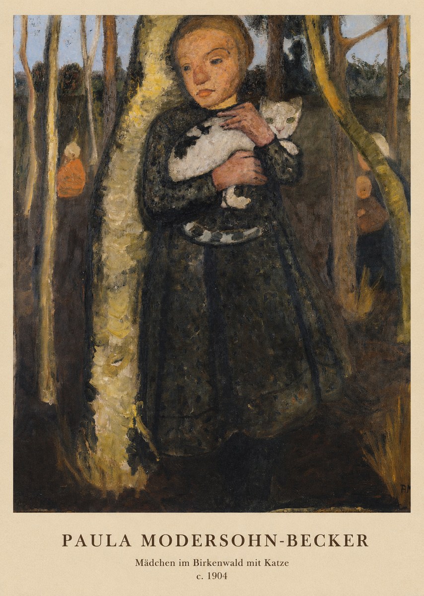 Paula Modersohn-Becker Mädchen Im Birkenwald Mit Katze No4 - Poszter