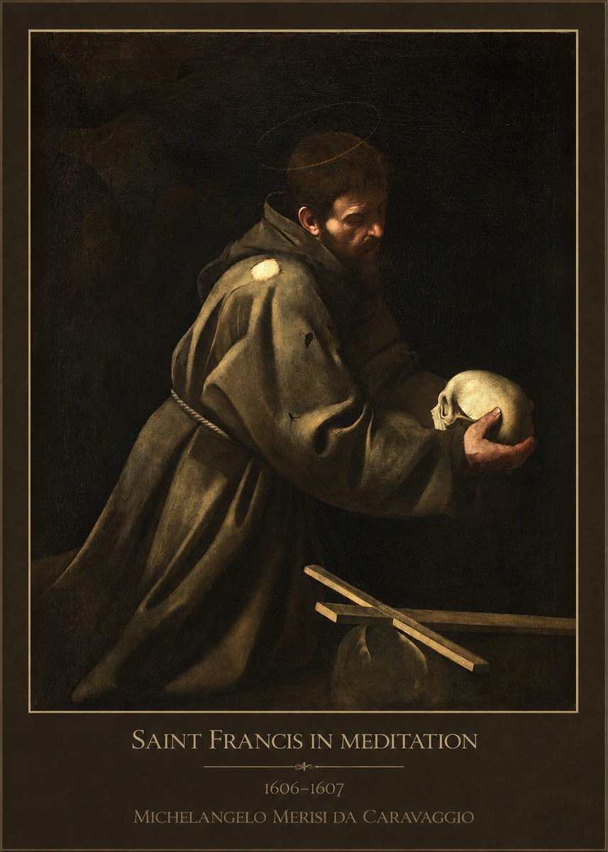 Michelangelo Merisi da Caravaggio Saint Francis in Meditation I No1 - Poszter