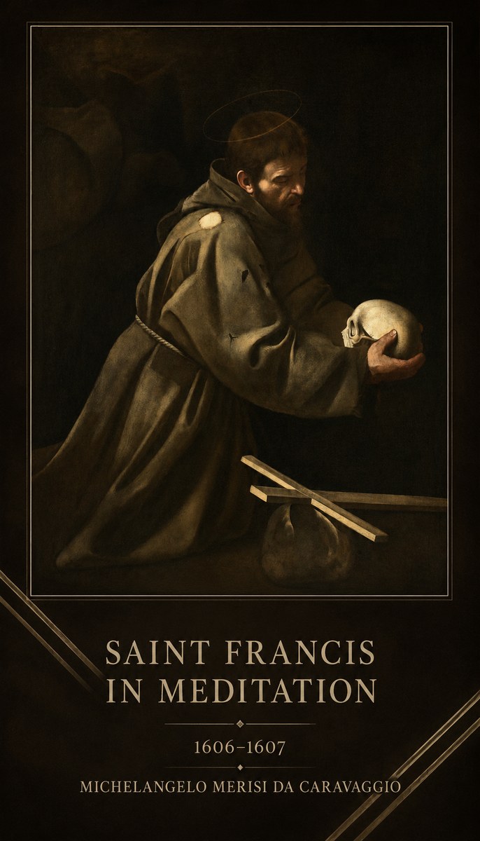 Michelangelo Merisi da Caravaggio Saint Francis in Meditation I No2 - Poszter