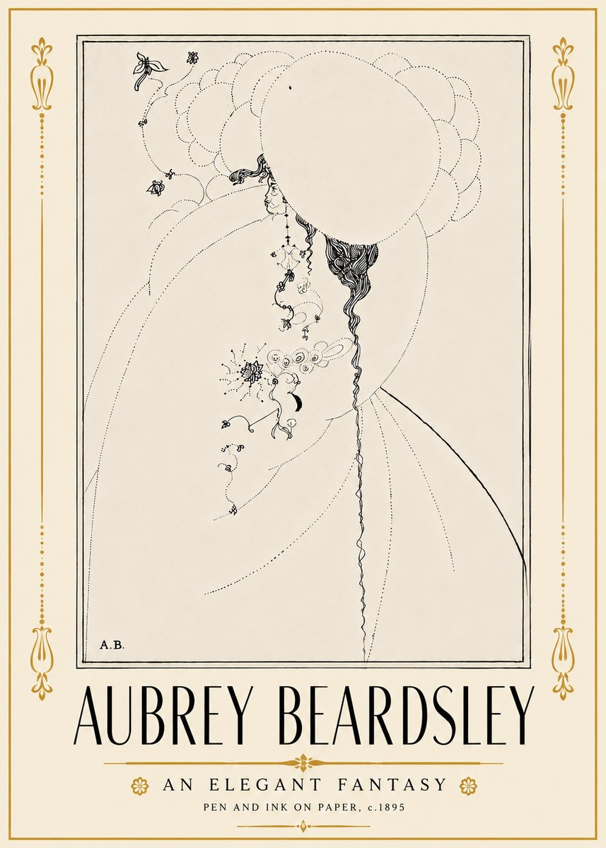 Aubrey Beardsley An Elegant Fantasy No5 - Poszter
