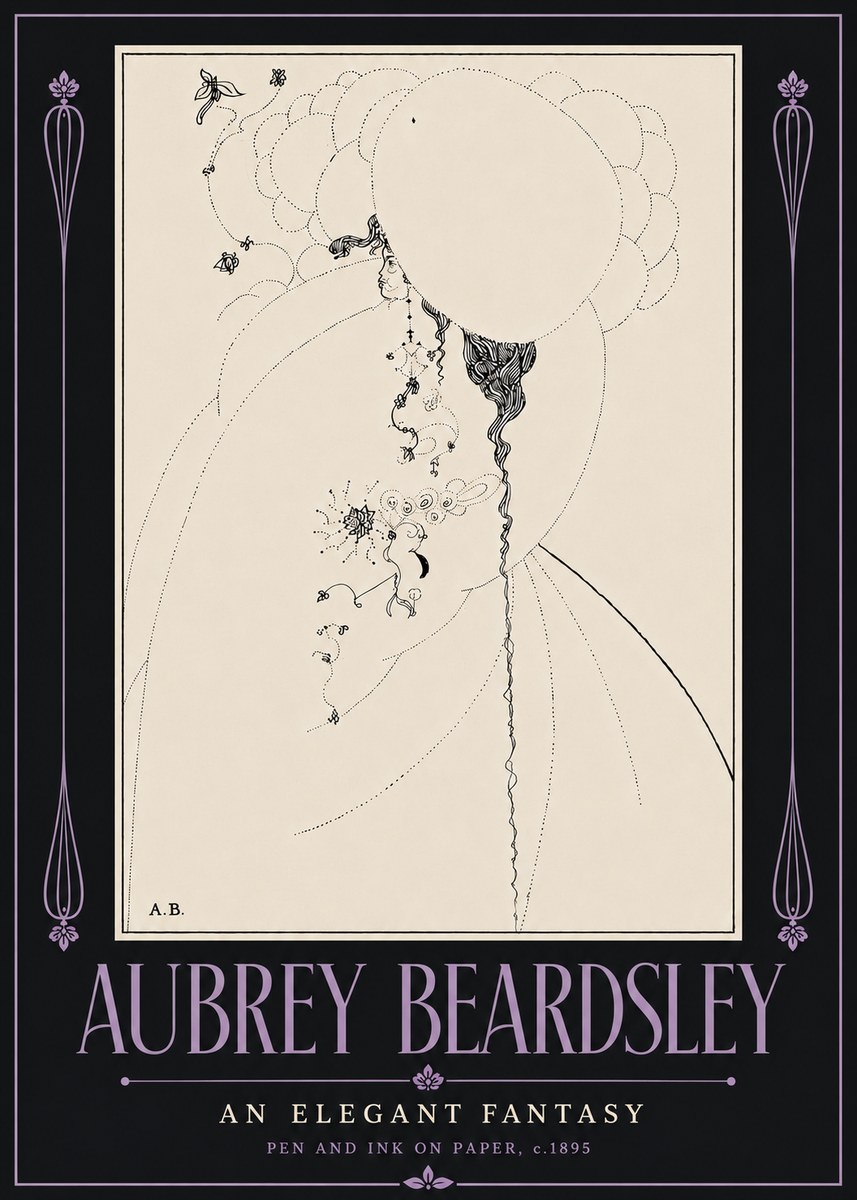 Aubrey Beardsley An Elegant Fantasy No6 - Poszter