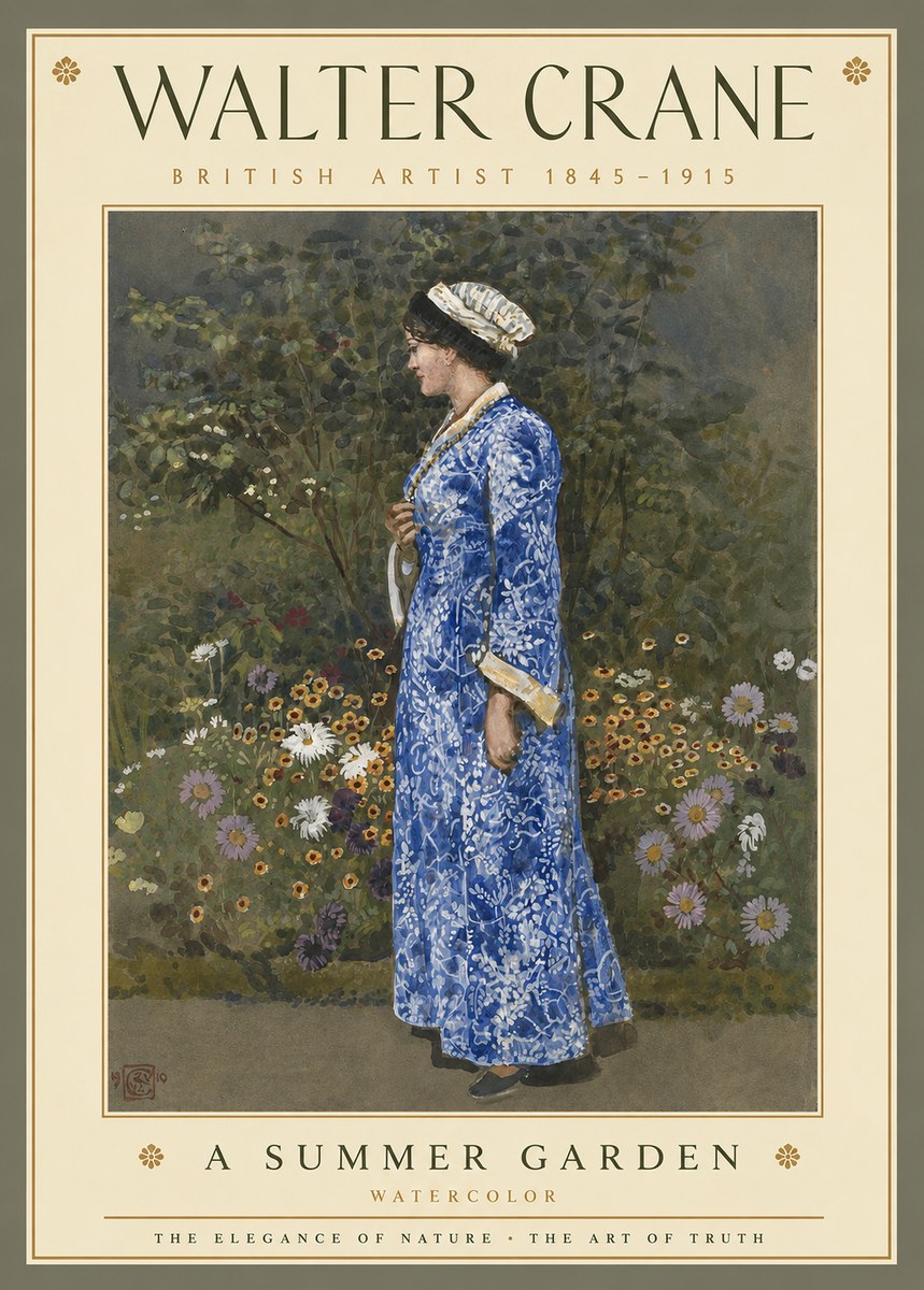 Walter Crane A Summer Garden No3 - Poszter